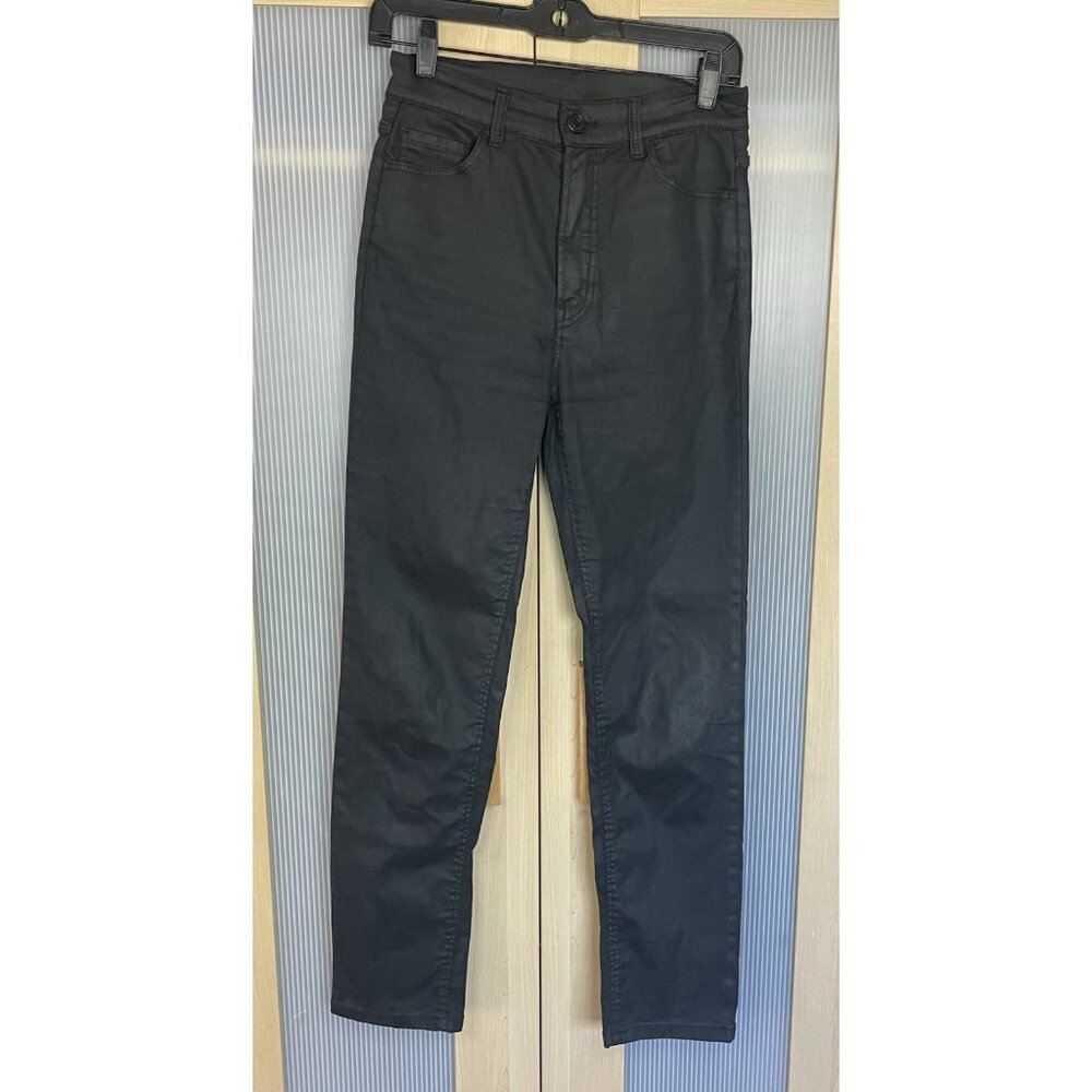 Massimo Dutti Skinny Moto Jeans Pants Women’s Sz‎ 4 Black Denim Designer Biker